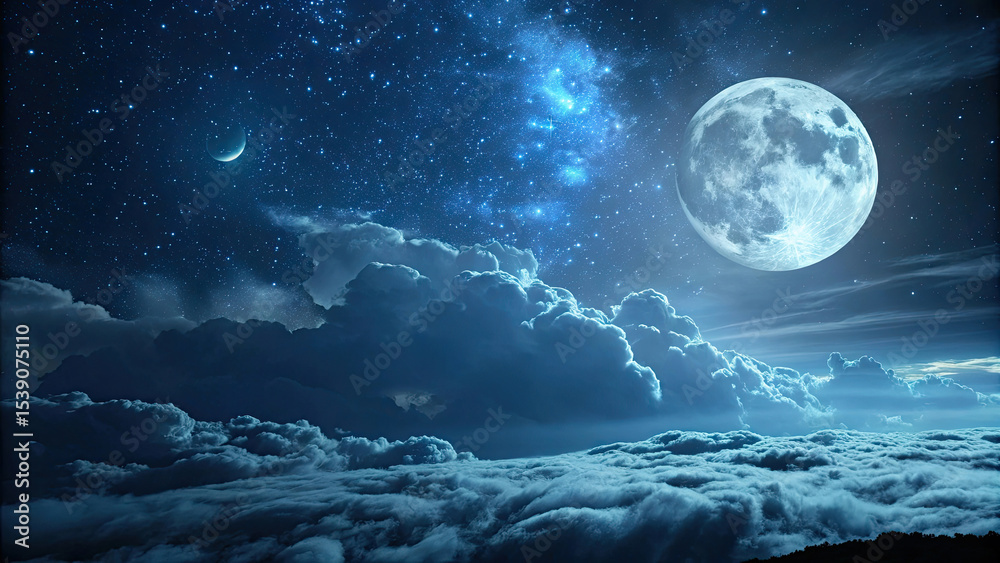 Fototapeta premium Celestial Landscape with Moonlight