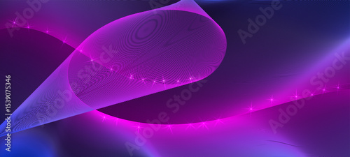 Curve lines waves distorted shape abstract vector background illustration in pink blue purple violet colors. Warped curve lines vector geometric shape. Overwound surface neon blue pink light