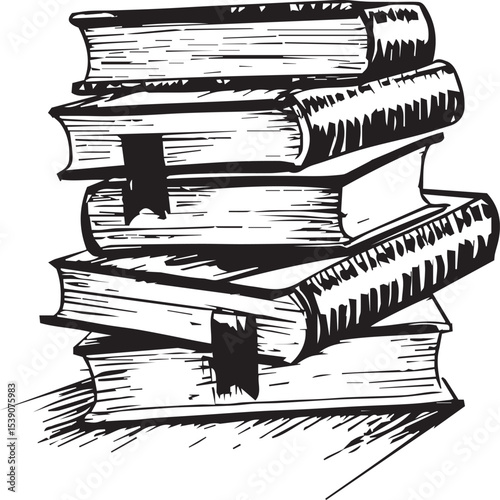 Set of Books in doodle style. Stacks of Books. World Book Day. Vector illustration