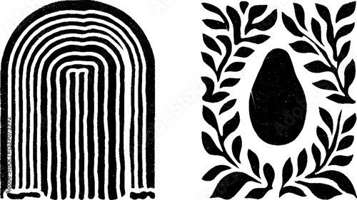 Ancient greek architecture elements with caryatid and olive wreath design
