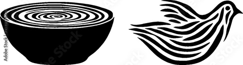 Ceremonial bowl and dove imprint with incense, symbolizing peace and tranquility