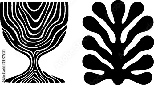 Abstract design featuring chalice rim and nature-inspired fig and ivy tendril shadows