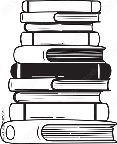 Set of Books in doodle style. Stacks of Books. World Book Day. Vector illustration