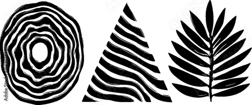 Geometric shapes and palm leaf minimalist design for modern decor