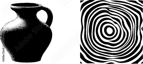 Clay amphora with spiral motif and coin edge design for decorative art