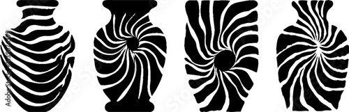 Artistic clay amphorae with intricate spiral motifs for creative designs