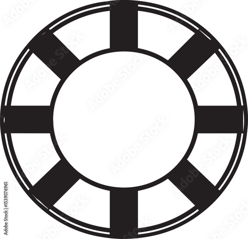 Nautical Life Ring Silhouette in Black | Marine Safety Icon Illustration Vector Format