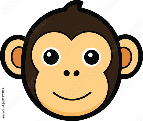 monkey head icon clipart vector on transparent background
