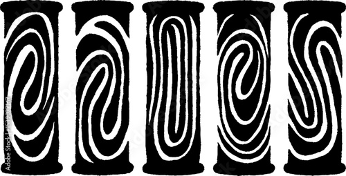 Abstract marble column capital design featuring fluid patterns