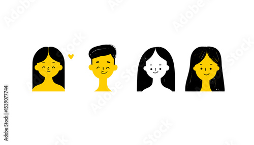 Creative Expressions of Faces: A vibrant and imaginative collection of illustrated faces, rendered in a distinctive artistic style. Each face has its own personality and expression.