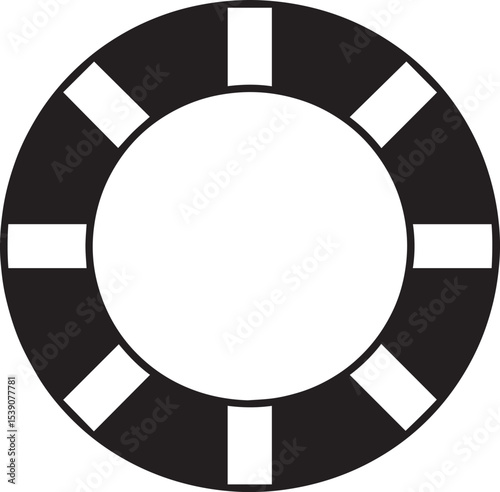 Nautical Life Ring Silhouette in Black | Marine Safety Icon Illustration Vector Format