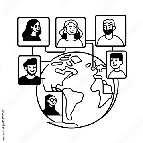 Global Connectivity: A graphic illustration of interconnected individuals, symbolizing a connected world and the exchange of ideas.