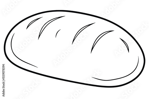 Delicious Crusty Loaf of Bread A Simple Line Drawing Illustration