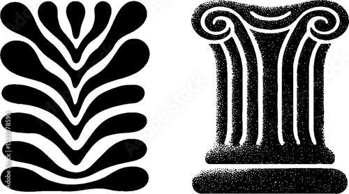 Classical faun relief and stone column design for architectural decoration