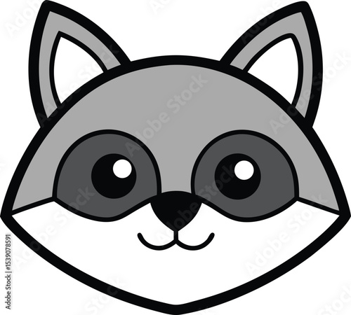 raccoon head icon clipart vector on transparent background
