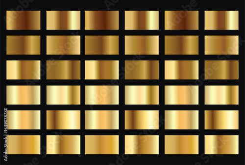 Gold Metallic Gradient Swatches for Design.