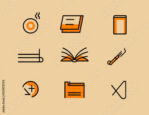 Icon Collection: A collection of stylized icons on a neutral background, designed to visually represent various tools and functionalities, ideal for digital interfaces.