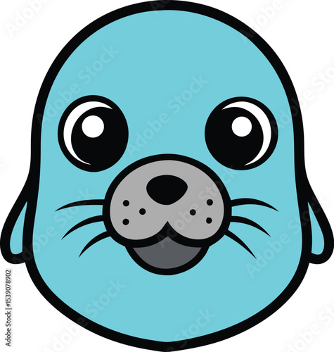 sea lion head icon clipart vector on transparent background
