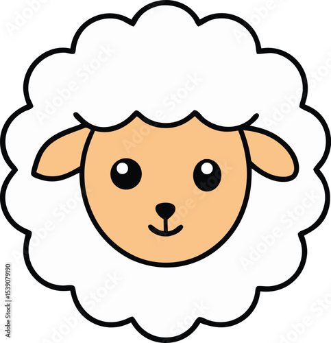 sheep head icon clipart vector on transparent background
