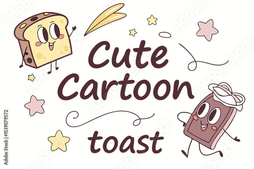 Cute cartoon toast friends illustration
