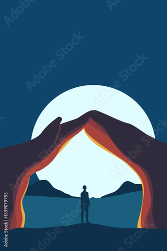 Security, Hand, Passage, Vault, Shadow, Inner Child, Trauma, Mental Health, Liberation, Demon, Depression, Narcissus, Soul, Thoughts, Mind, Man, Vector, Artwork