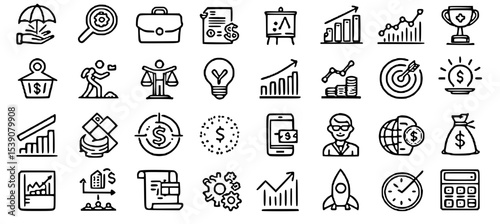 Minimal Business and Finance Outline Icon Pack