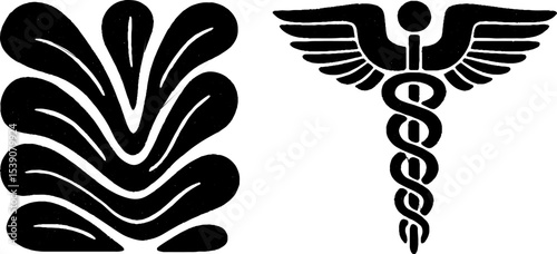 Mythical symbols of hermes: sandal design, caduceus, and winged helmet