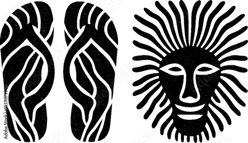 Mythological symbols: hermes sandal, caduceus, and winged helmet for design