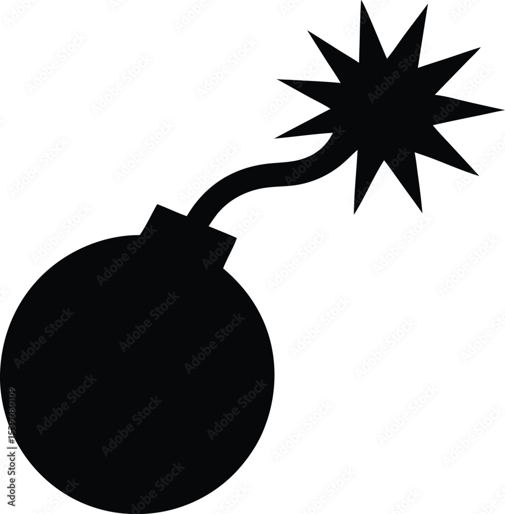 bomb with burning fuse vector icon