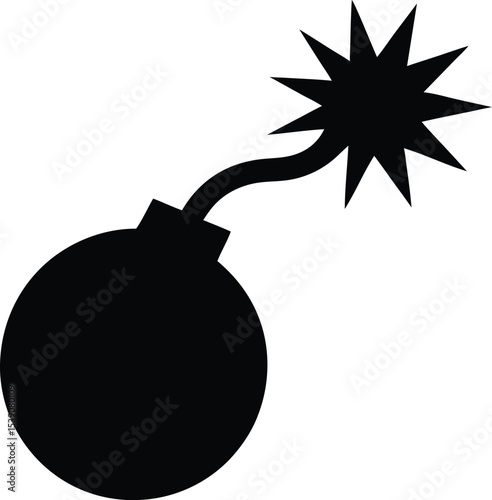 bomb with burning fuse vector icon