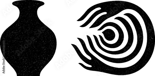 Abstract hydria vase and hand design with concentric water pattern for conceptual decor