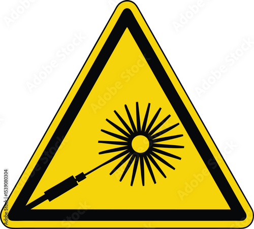 classic laser beam radiation hazard warning danger sign in yellow triangle symbol vector isolated on transparent background