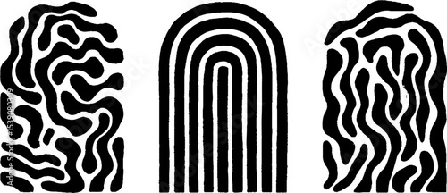 Minimalist black key and door archway abstract design for modern decor