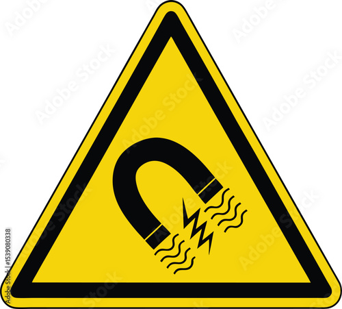 Yellow magnetic field warning sign
