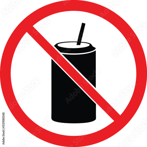 No food icon. Prohibited sign with burger and drink vector illustration. Eating and drinking restriction symbol for designated areas like public transport, offices or clean zones.