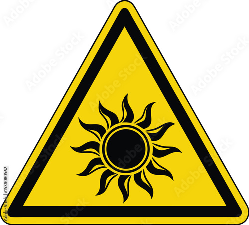 yellow warning sign with sun