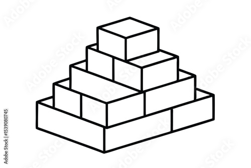Geometric Cube Pyramid Structure  A 3D Isometric Block Design Illustration