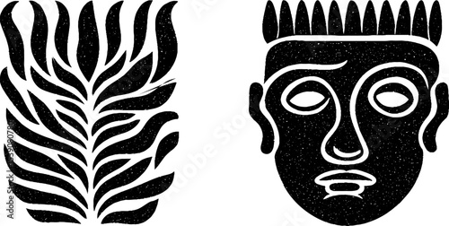 Artistic composition with laurel crown, marble bust, and olive sprig
