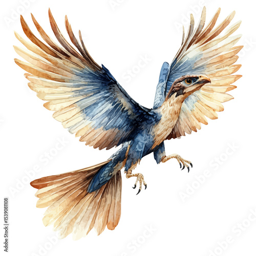 Archaeopteryx, watercolor painting vector, isolated on a white background.