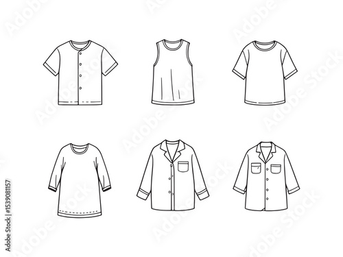 Line art of sleepwear shirt fashion sketch