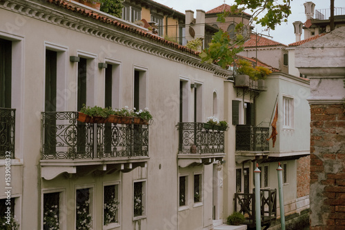facade of a house with flowers
