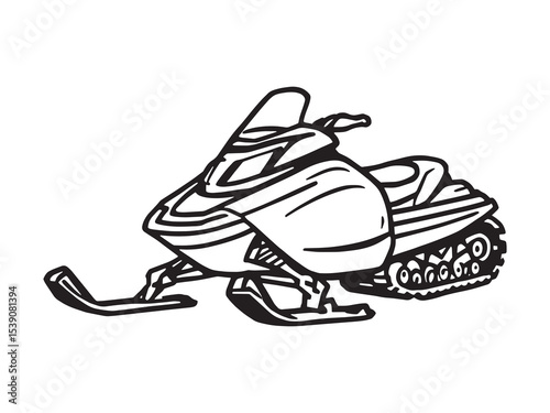 Snowmobile simple drawing with minimal style