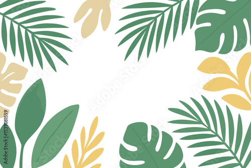 Palm branches placed in the corners are used as tropical decoration elements