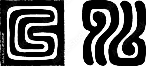 Abstract rhythmic patterns with square and spiral path design for creative projects