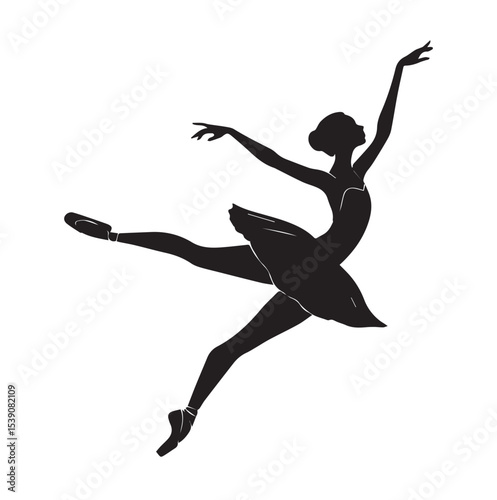 Graceful Ballerina Silhouette in Mid-Air Leap