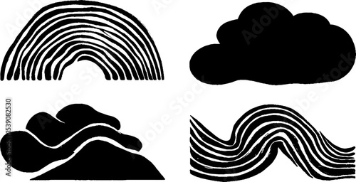 Abstract weather elements with cloud and wind patterns for creative design