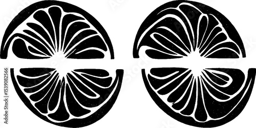 Black and white abstract lime wedge design for culinary themes