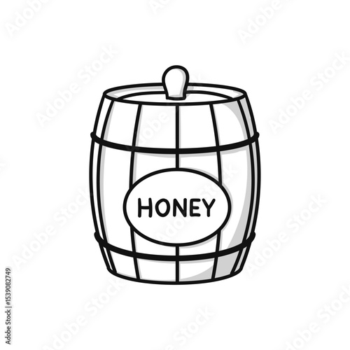 hand-drawn barrel of honey in doodle style