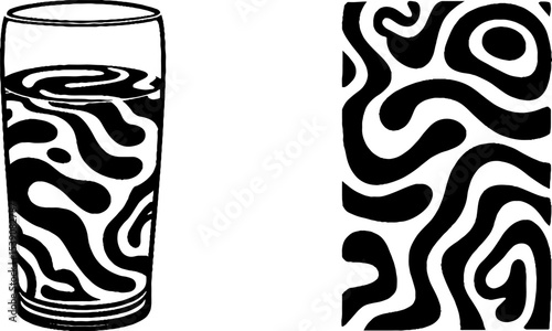 Minimalist abstract water glass and towel pattern with sunlight play