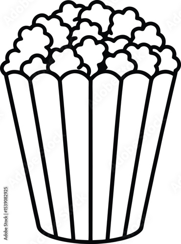 Popcorn bucket outline illustration for cinema or snack time designs